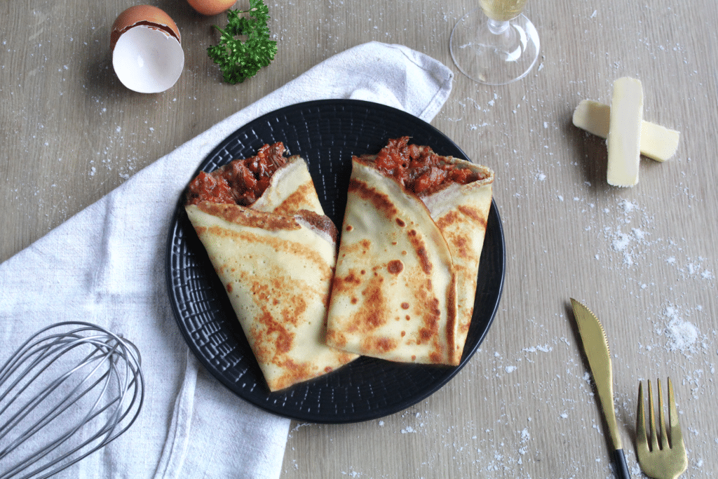 crepes salées emincées hampe de boeuf